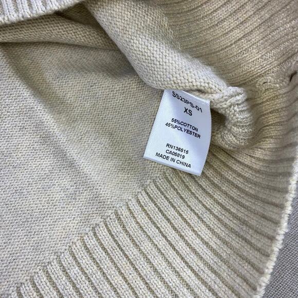 Stitches & Stripes Livy Ribbed Knit Pullover Sweater Tan XS Shawl Collar V Neck - Picture 5 of 6